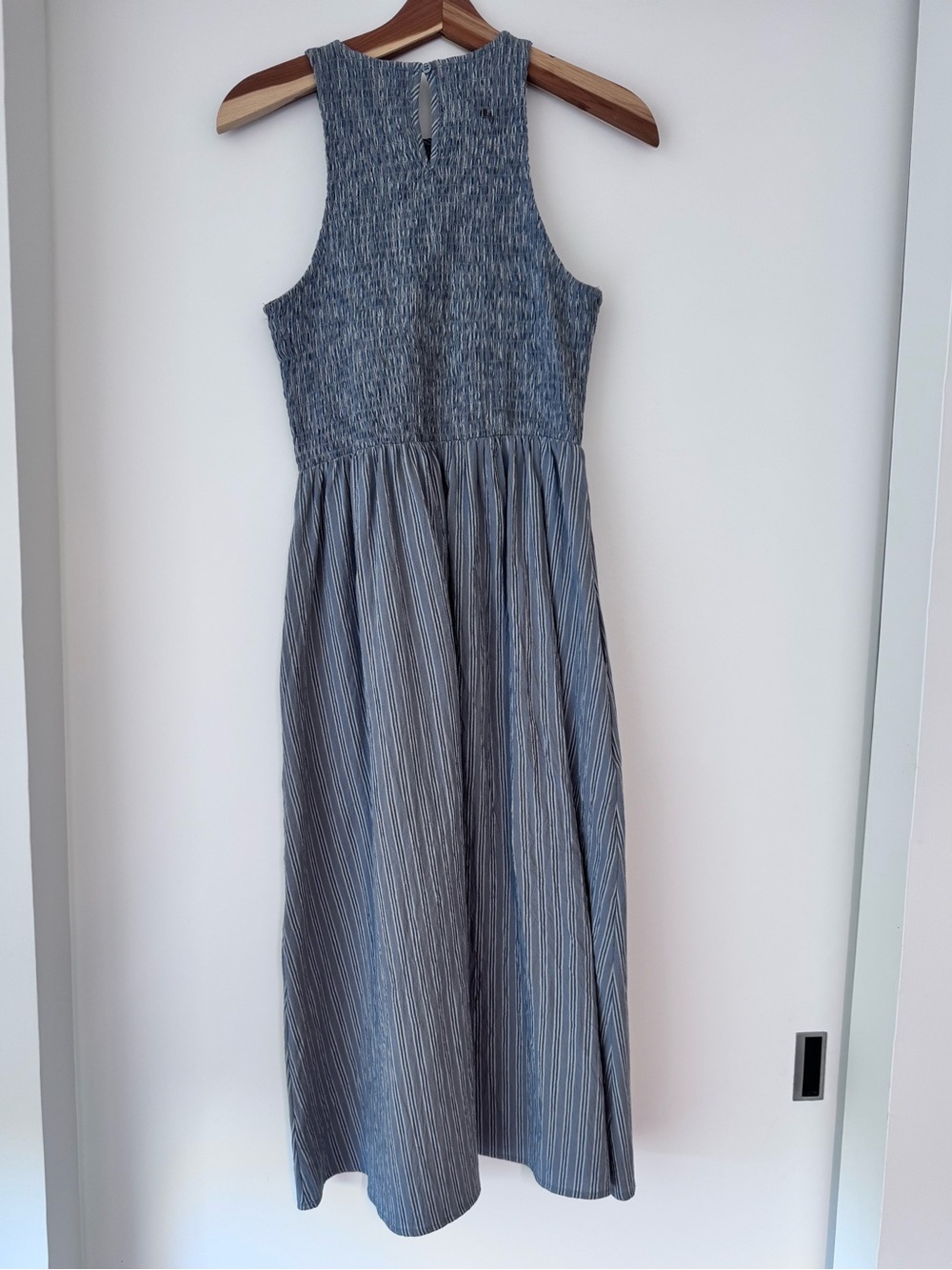 Smocked High Scoop Neck Dress with pockets - Picture 9 of 9